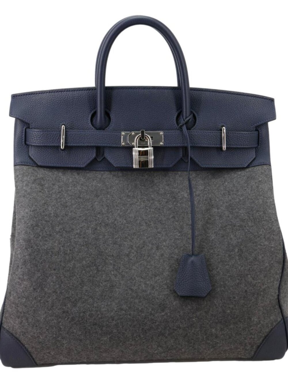 Hermes  Birkin HAC 40 Todoo Wool Togo Leather Satchel Bag Blue